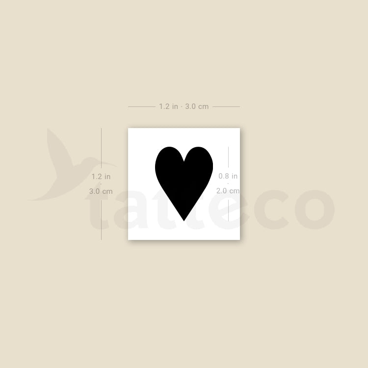 Black Heart Suit Temporary Tattoo - Set of 3