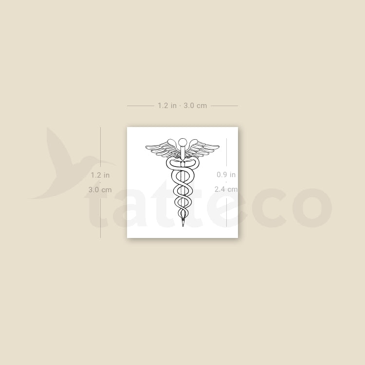 Small Caduceus Temporary Tattoo - Set of 3