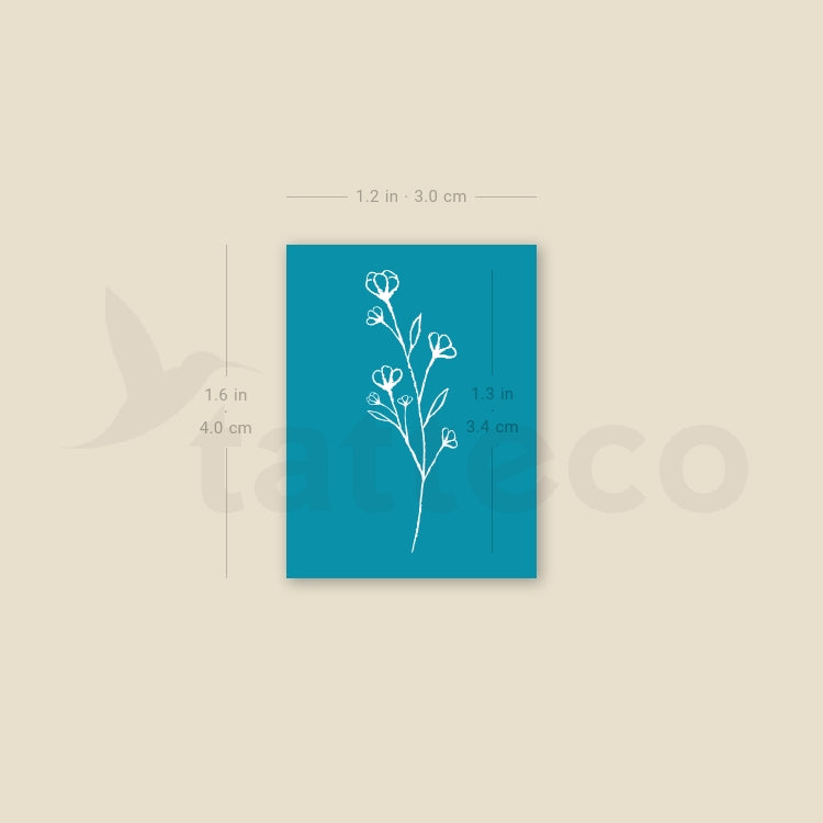 Small White Gypsophila Temporary Tattoo - Set of 3