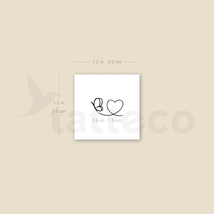 Tiny Butterfly Heart Temporary Tattoo - Set of 3
