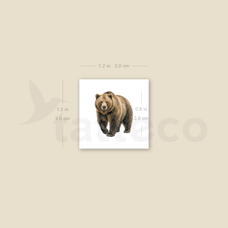 Watercolor Grizzly Bear Temporary Tattoo - Set of 3