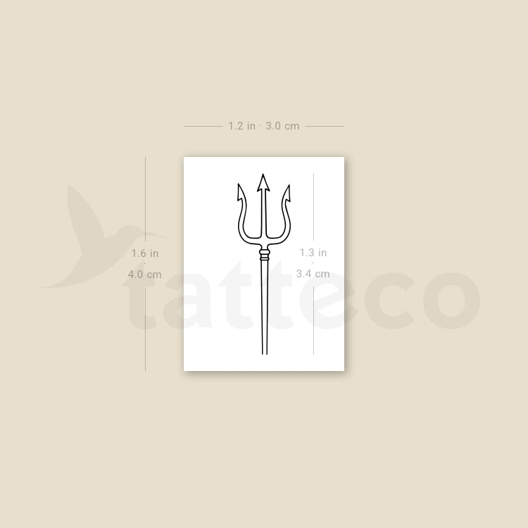 Fine Line Trident Of Poseidon Temporary Tattoo - Set of 3