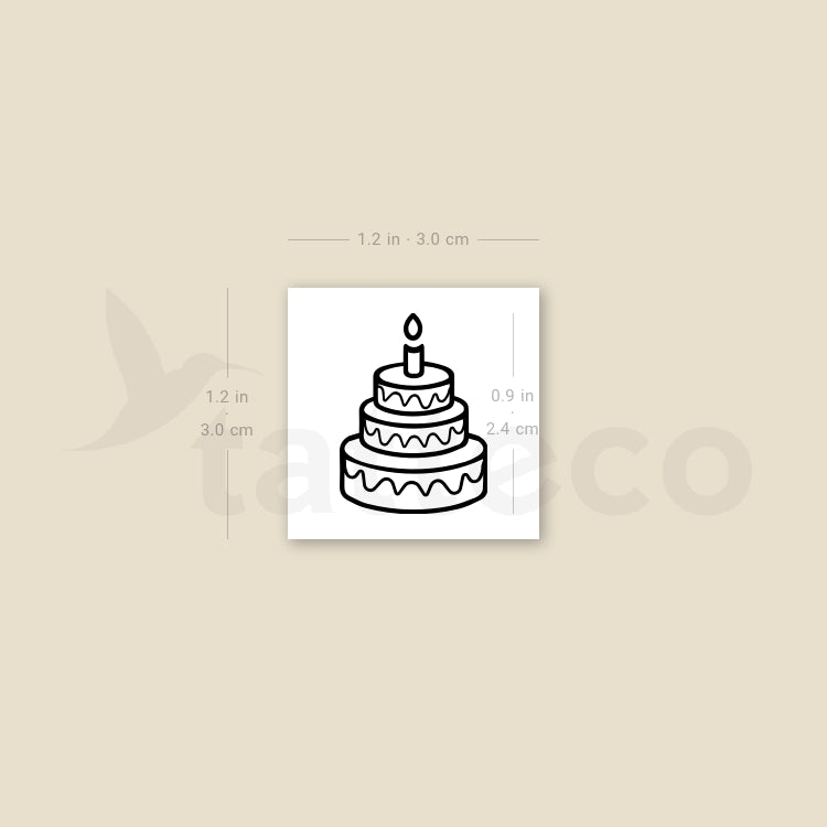 Birthday Cake Temporary Tattoo - Set of 3