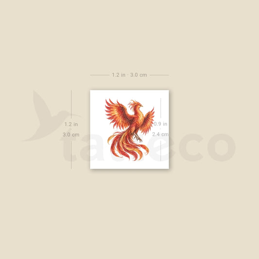 Watercolor Phoenix Temporary Tattoo - Set of 3