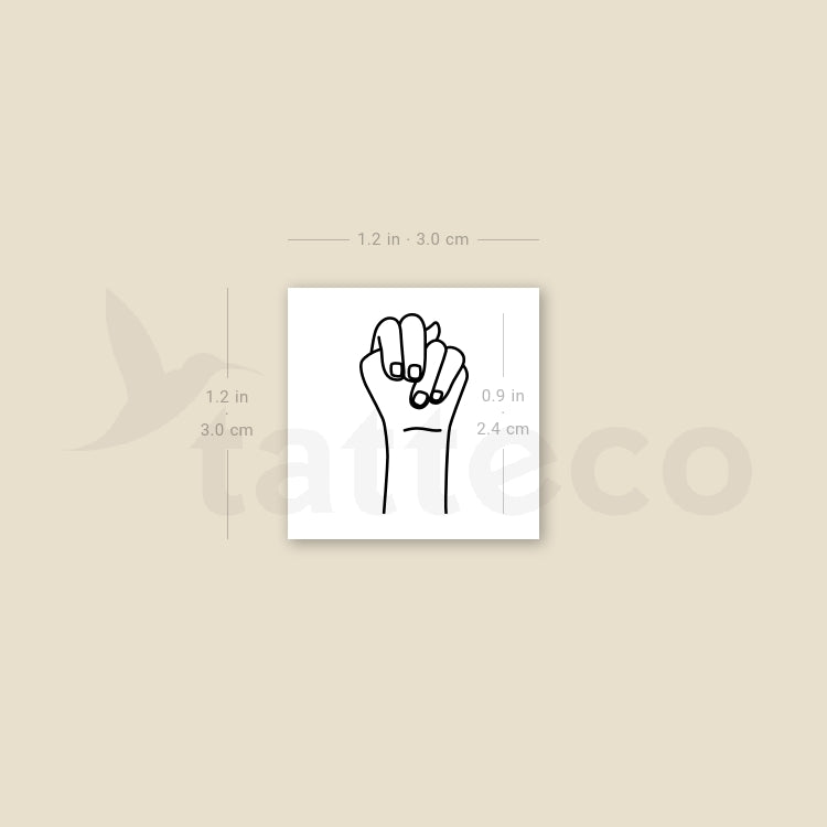 Sign Language N Temporary Tattoo - Set of 3