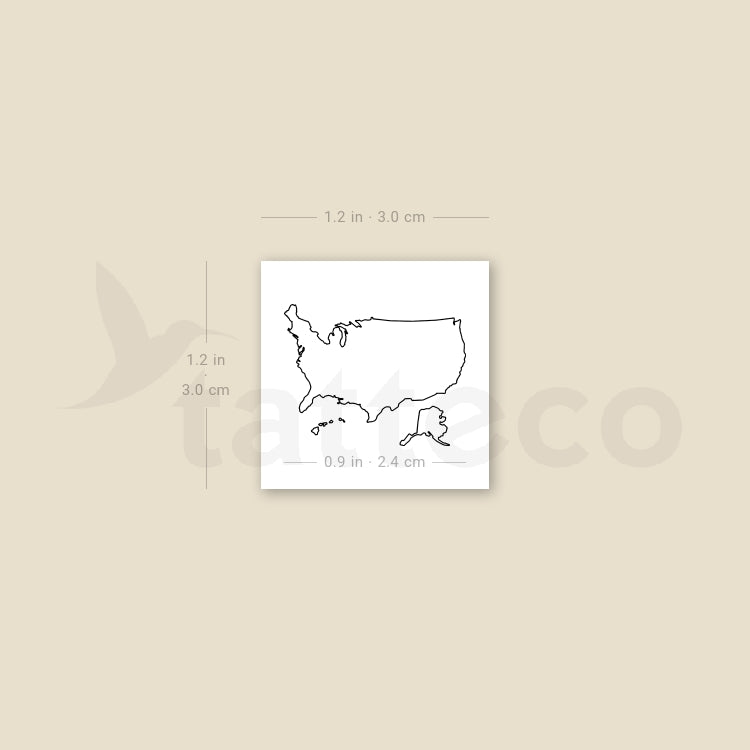 United States Map Temporary Tattoo - Set of 3