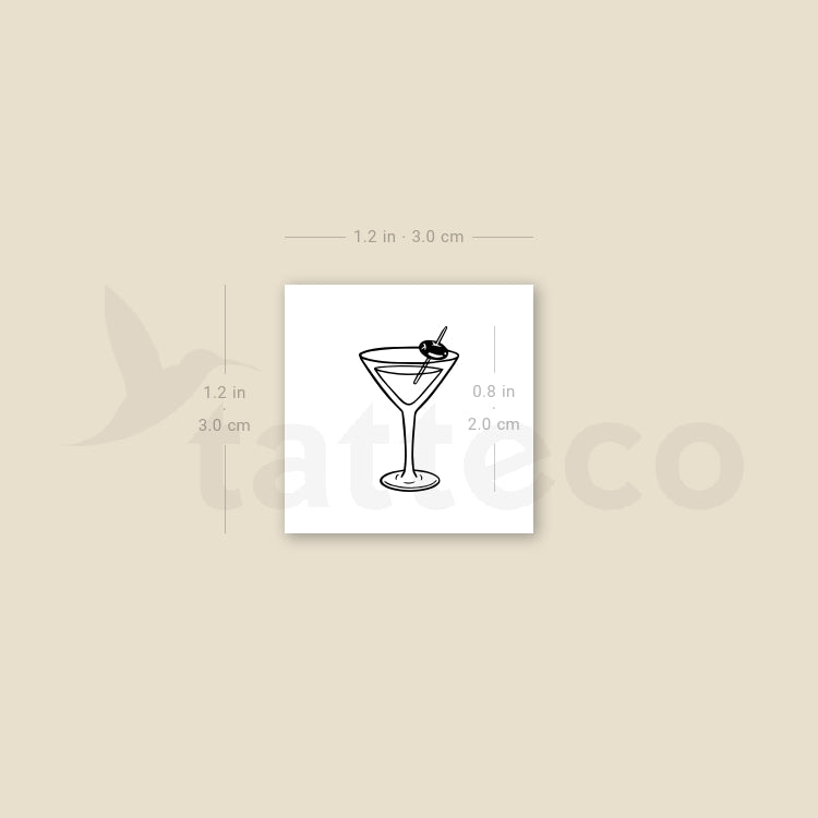 Martini Temporary Tattoo - Set of 3