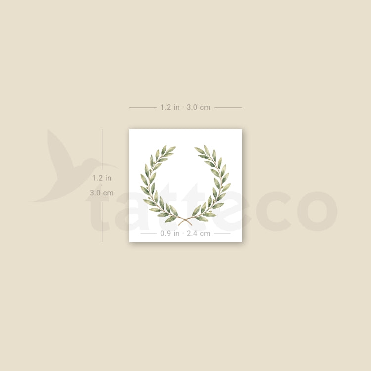 Watercolor Laurel Wreath Temporary Tattoo - Set of 3
