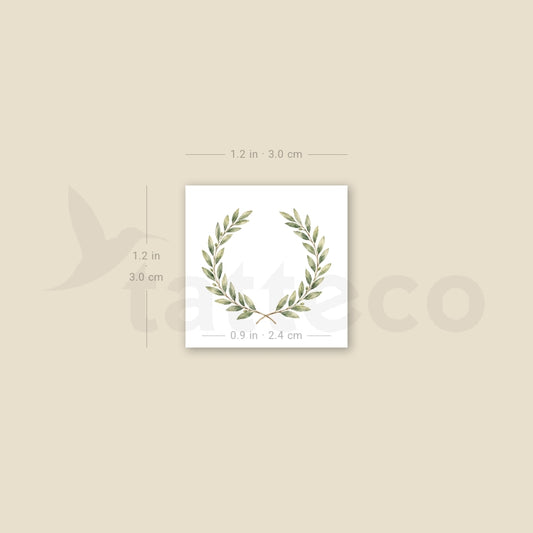 Watercolor Laurel Wreath Temporary Tattoo - Set of 3