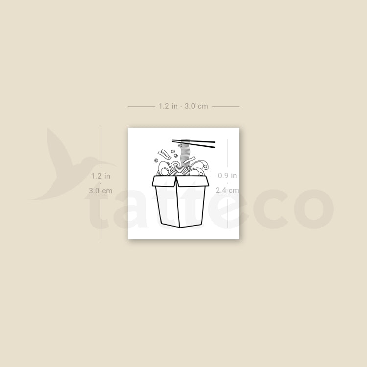 Chinese Food Takeaway Temporary Tattoo - Set of 3
