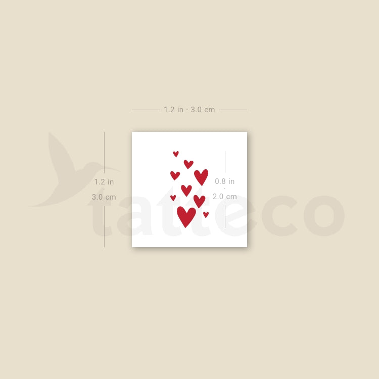 Heart Avalanche Temporary Tattoo - Set of 3