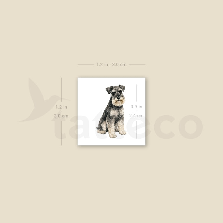 Watercolor Schnauzer Temporary Tattoo - Set of 3
