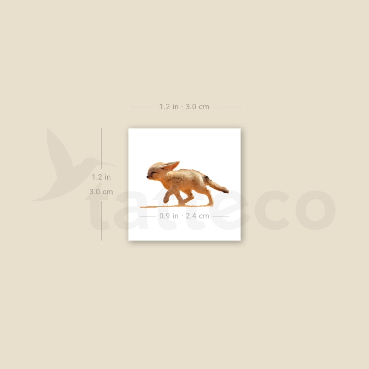Walking Fennec Fox Temporary Tattoo - Set of 3