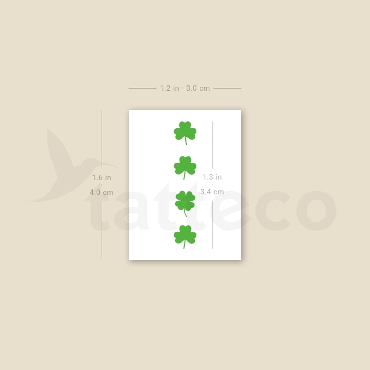 Four Clovers Temporary Tattoo - Set of 3