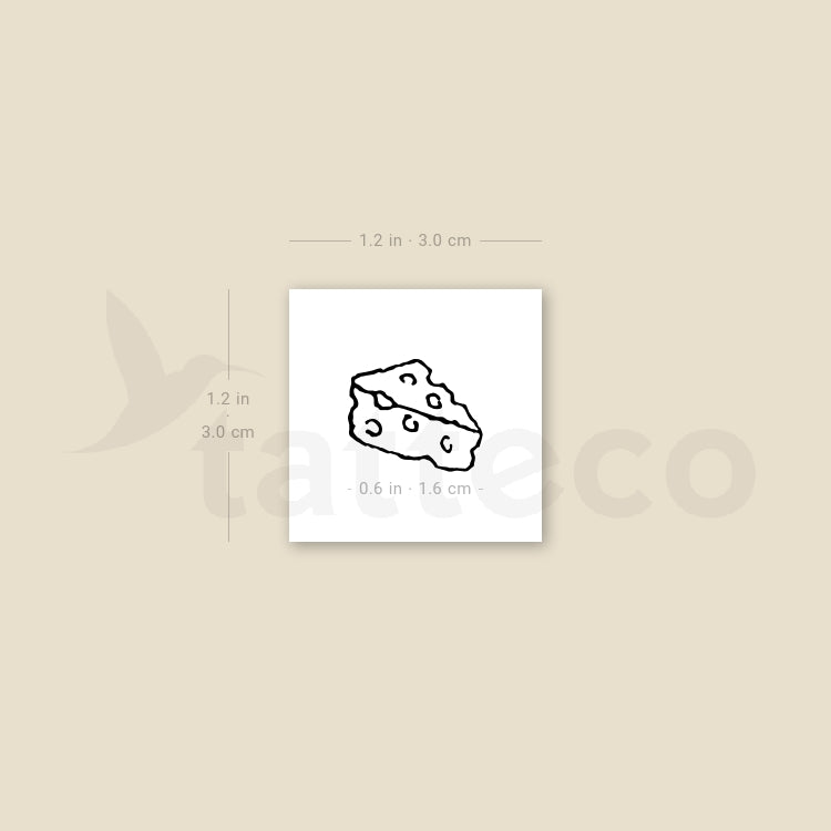 Tatuaje temporal minimalista de queso (juego de 3)