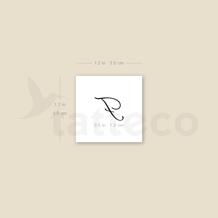 Letter F Script Temporary Tattoo - Set of 3