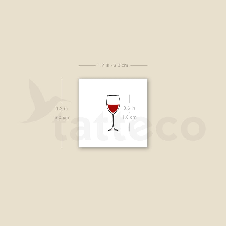 Red Wine Glass Temporary Tattoo - Set of 3