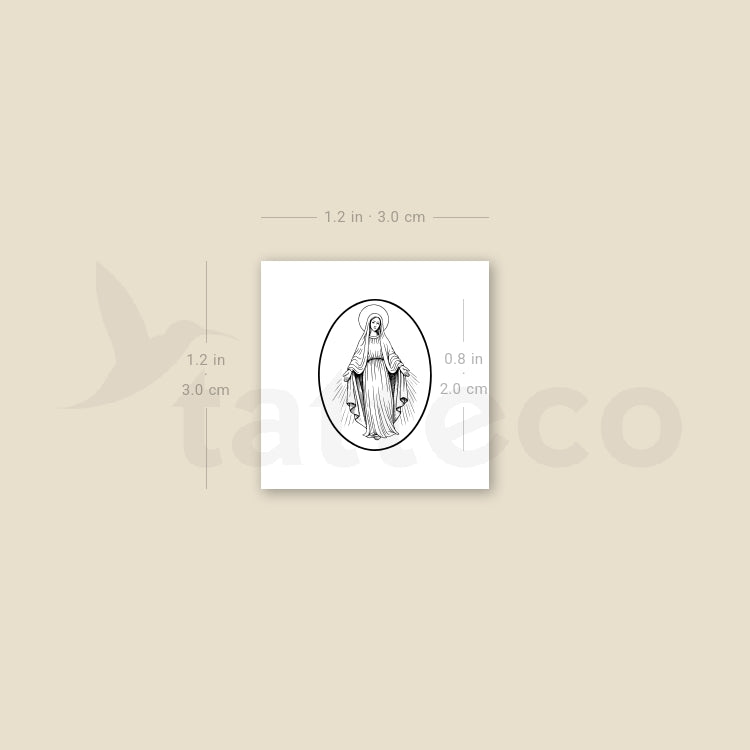 Virgin Mary Medal Temporary Tattoo - Set of 3