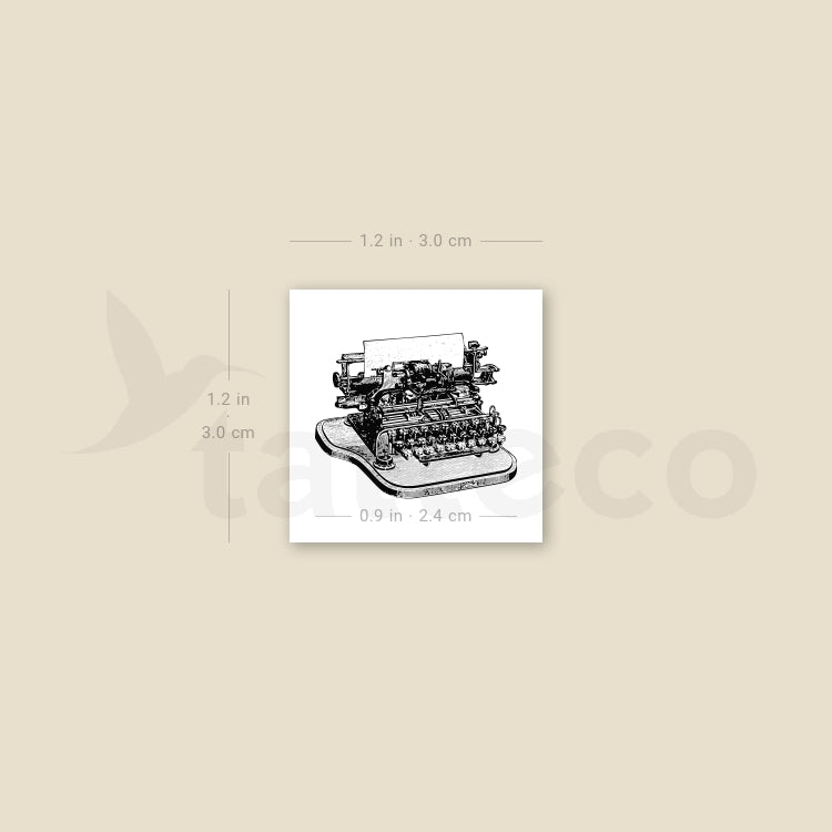 Typewriter Temporary Tattoo - Set of 3
