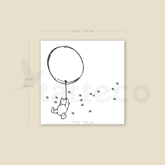 Classic Winnie-the-Pooh With Balloon And Bees Temporary Tattoo - Set of 3