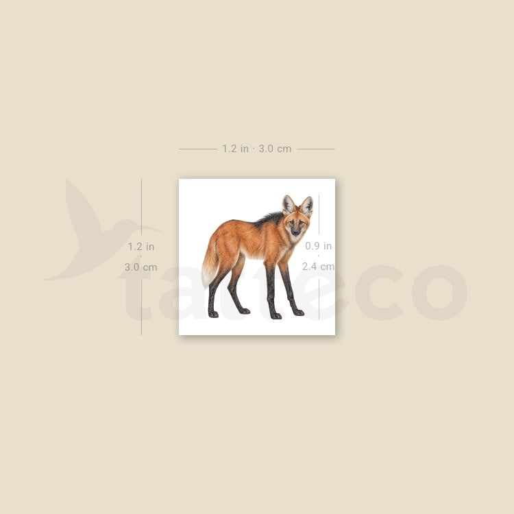 Maned Wolf Temporary Tattoo - Set of 3