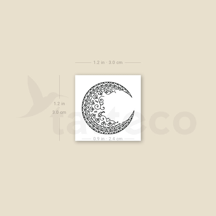 Small Ornamental Moon Temporary Tattoo - Set of 3