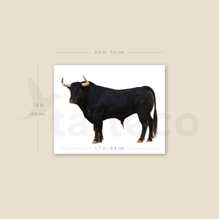 Black Spanish Fighting Bull Temporary Tattoo - Set of 3