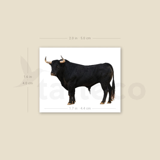 Black Spanish Fighting Bull Temporary Tattoo - Set of 3