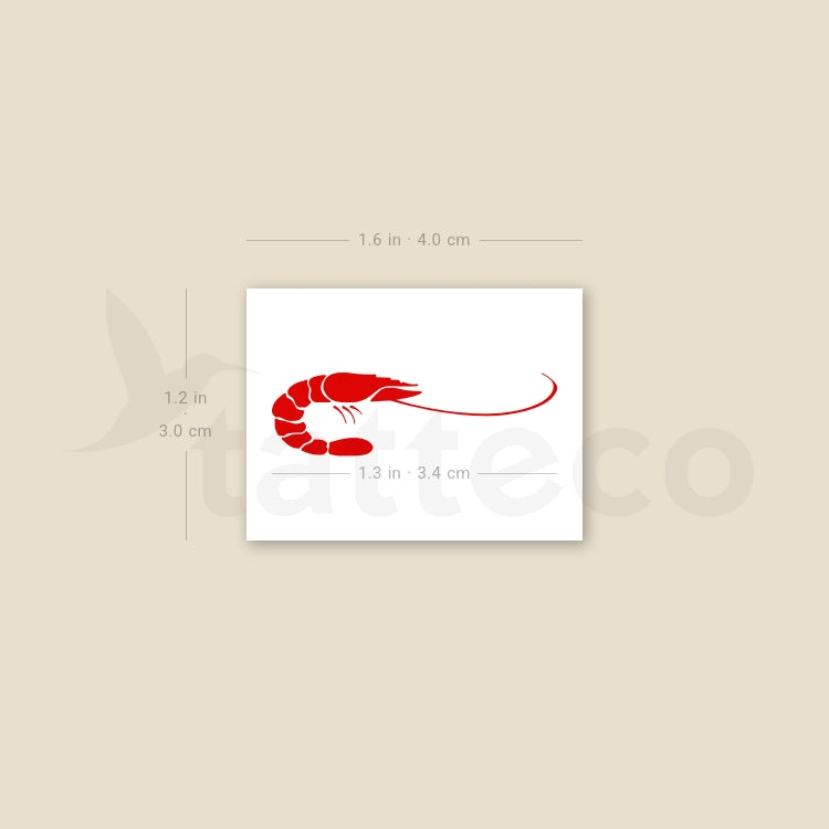 Red Prawn Temporary Tattoo - Set of 3