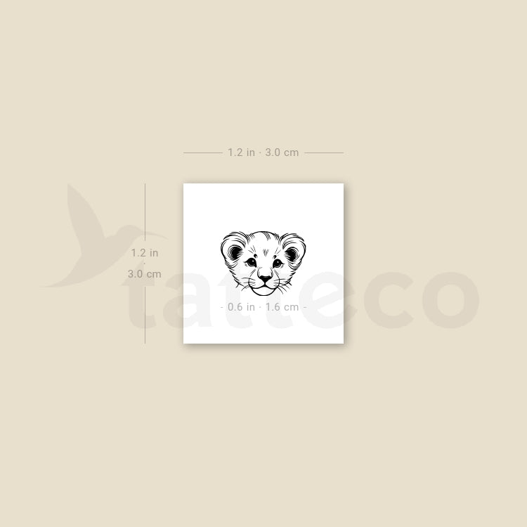 Lion Cub Portrait Temporary Tattoo - Set of 3