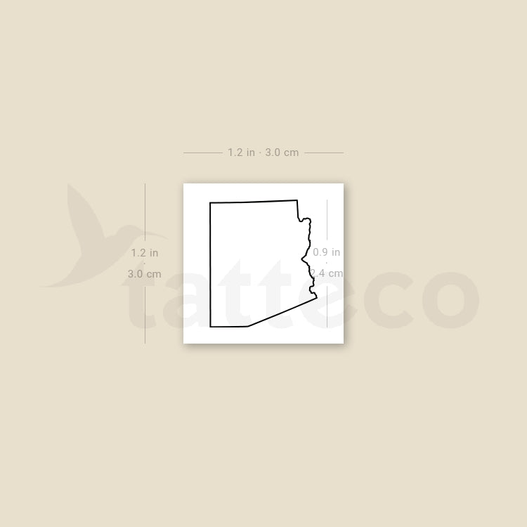 Arizona Map Outline Temporary Tattoo - Set of 3