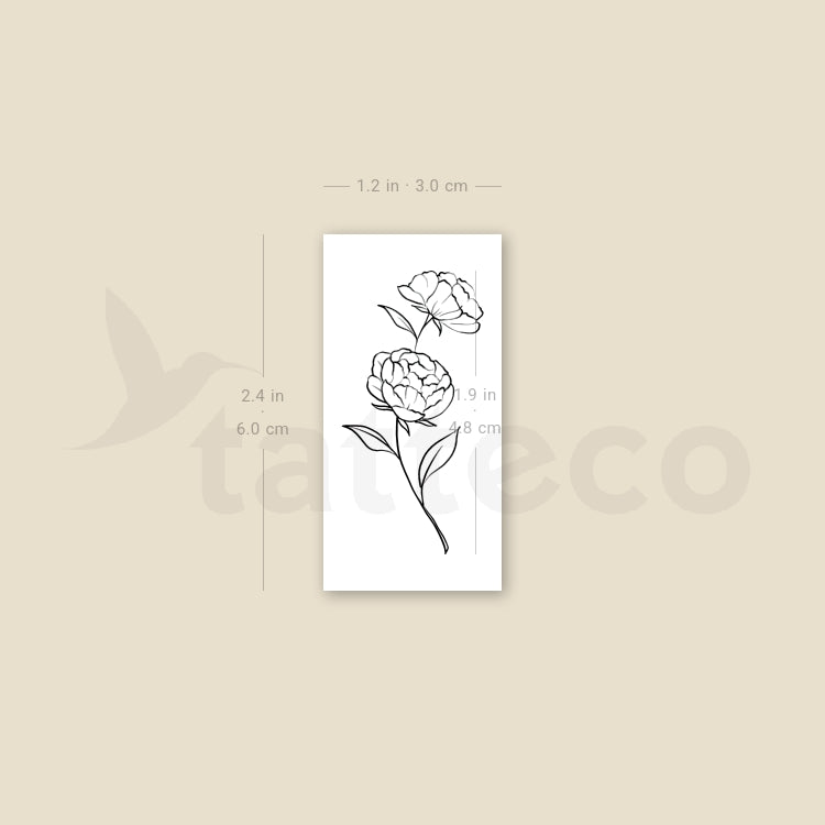 Peony Temporary Tattoo By M3.Ink - Set of 3