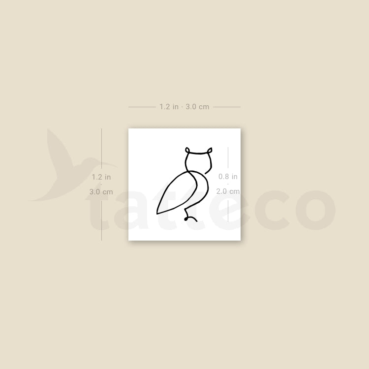 Single Line Owl Temporary Tattoo - Set of 3