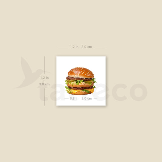 Realistic Hamburger Temporary Tattoo - Set of 3