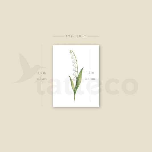 Small Watercolor Lily Of The Valley Temporary Tattoo - Set of 3