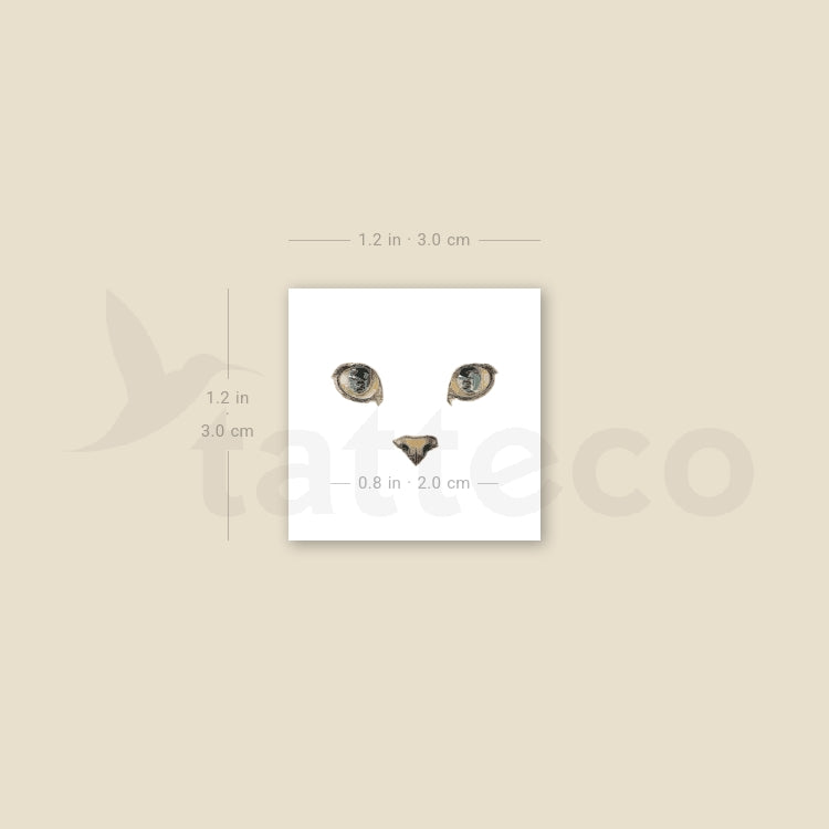 Small Cat Face Temporary Tattoo - Set of 3