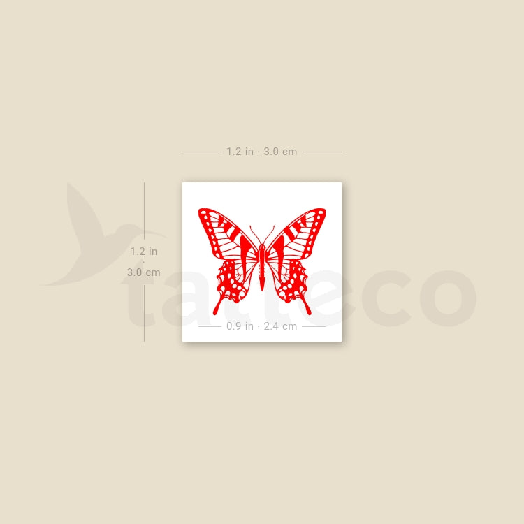 Red Butterfly Temporary Tattoo - Set of 3