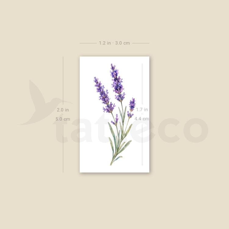 Lavender Flower Temporary Tattoo - Set of 3