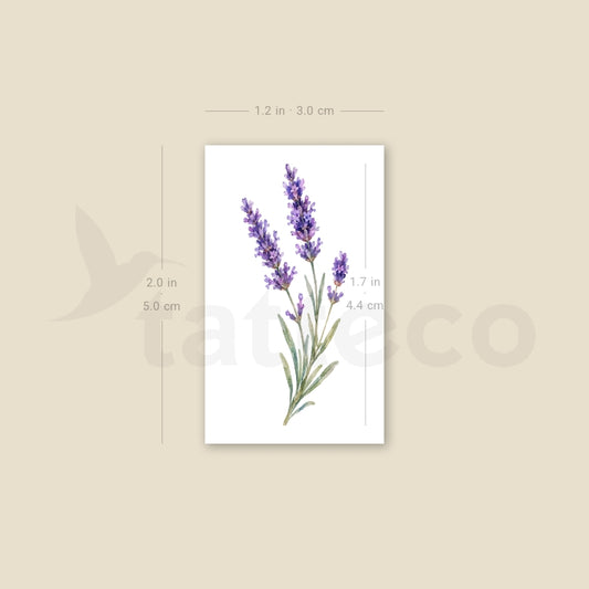 Lavender Flower Temporary Tattoo - Set of 3