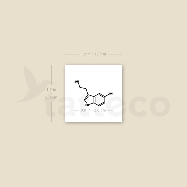 Small Serotonin Chemical Structure Temporary Tattoo - Set of 3