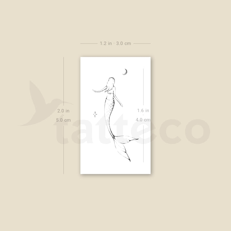 Crescent Mermaid By Stefano Mazza Temporary Tattoo - Set of 3