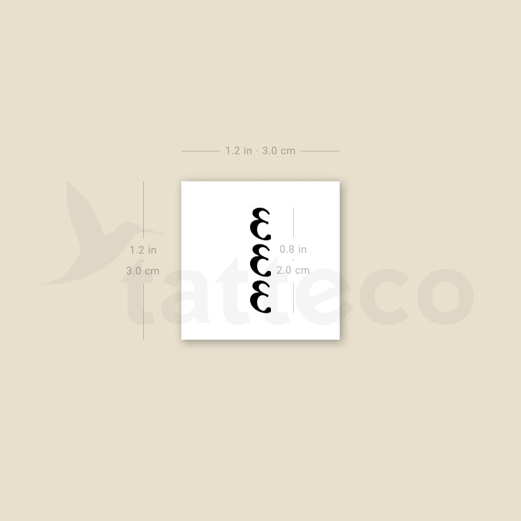 Vertical 333 Temporary Tattoo - Set of 3