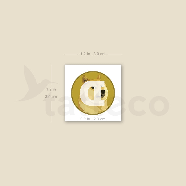 Dogecoin Logo Temporary Tattoo - Set of 3