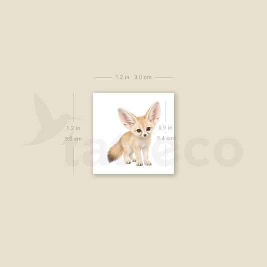 Baby Fennec Fox Temporary Tattoo - Set of 3