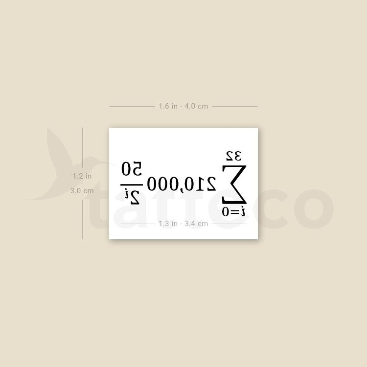 Bitcoin Supply Formula Temporary Tattoo - Set of 3