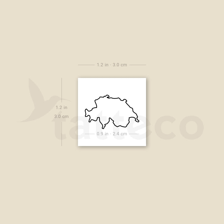 Map Of Switzerland Temporary Tattoo - Set of 3