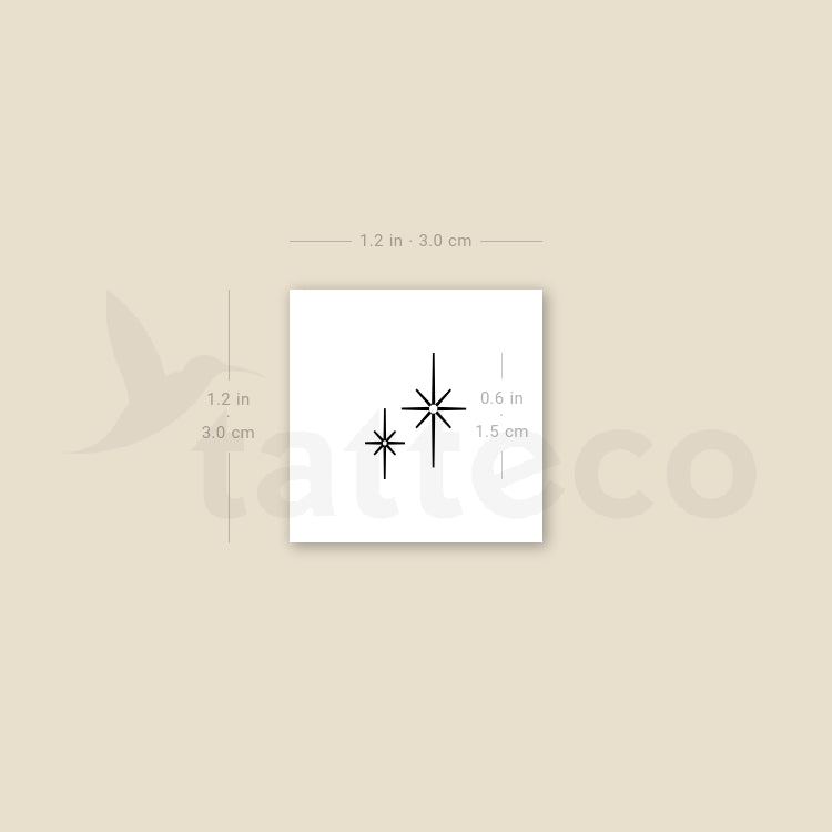 North Star Couple Temporary Tattoo - Set of 3
