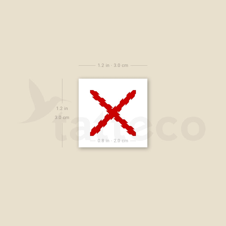 Small Cross Of Burgundy Temporary Tattoo - Set of 3