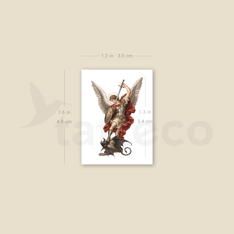 Archangel Michael Defeating Satan Temporary Tattoo - Set of 3