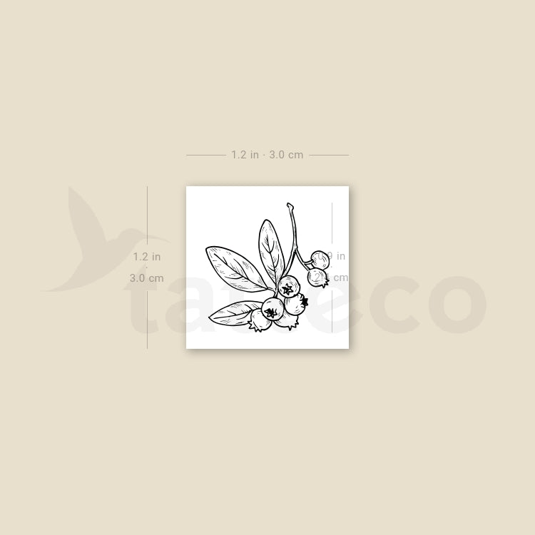 Blueberries Temporary Tattoo - Set of 3